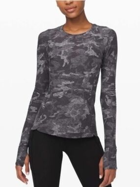 lulemon Runderful Long Sleeve Incognito Camo HTR Black - Size 4